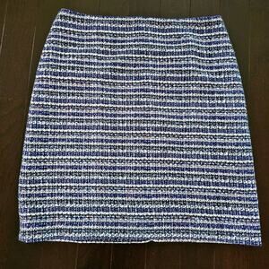 A-LINE SWEATER SKIRT - TWEED talbots Blue White Size 8